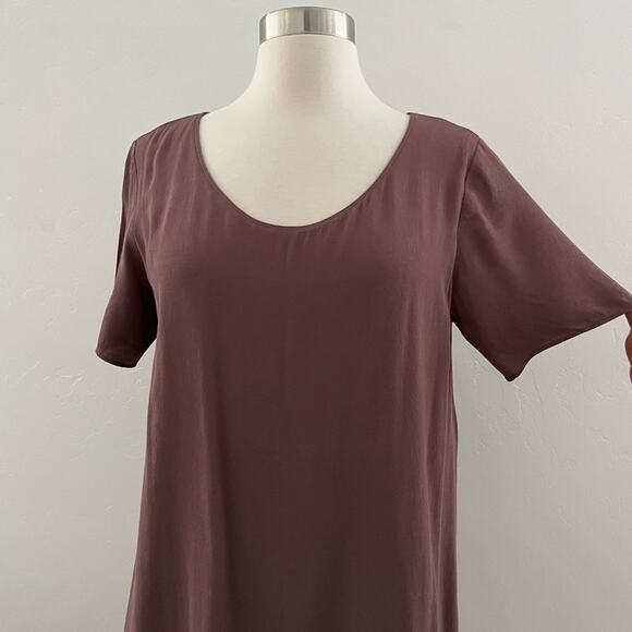 Aritzia Wilfred Free Teigen Crepe Mini Dress Casual Minimalist Mauve Brown Small - Picture 6 of 11